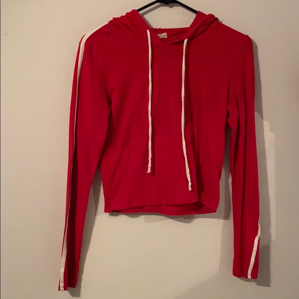 RED AND WHITE HEART AND HIPS long shirt hoodie